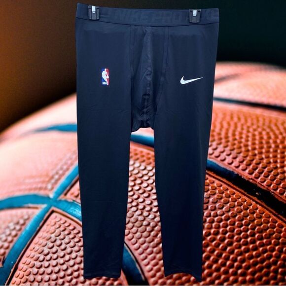NEW! Nike NBA Team Player Issue Dri-Fit 3/4 Compression Sports Tights Black XL - Picture 1 of 11